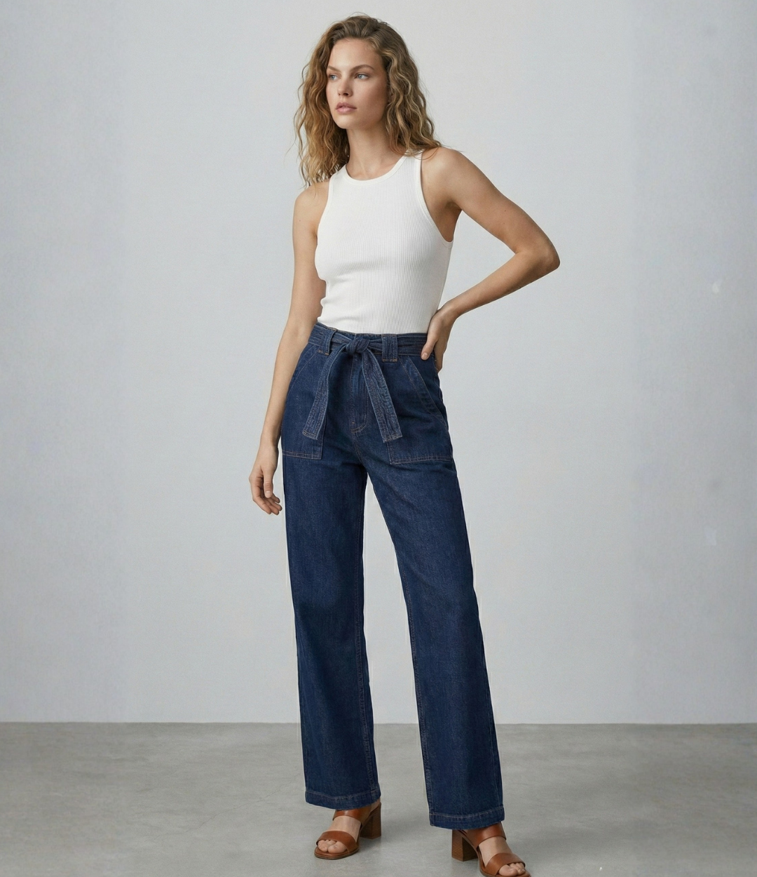 Belted Straight Fit Jeans