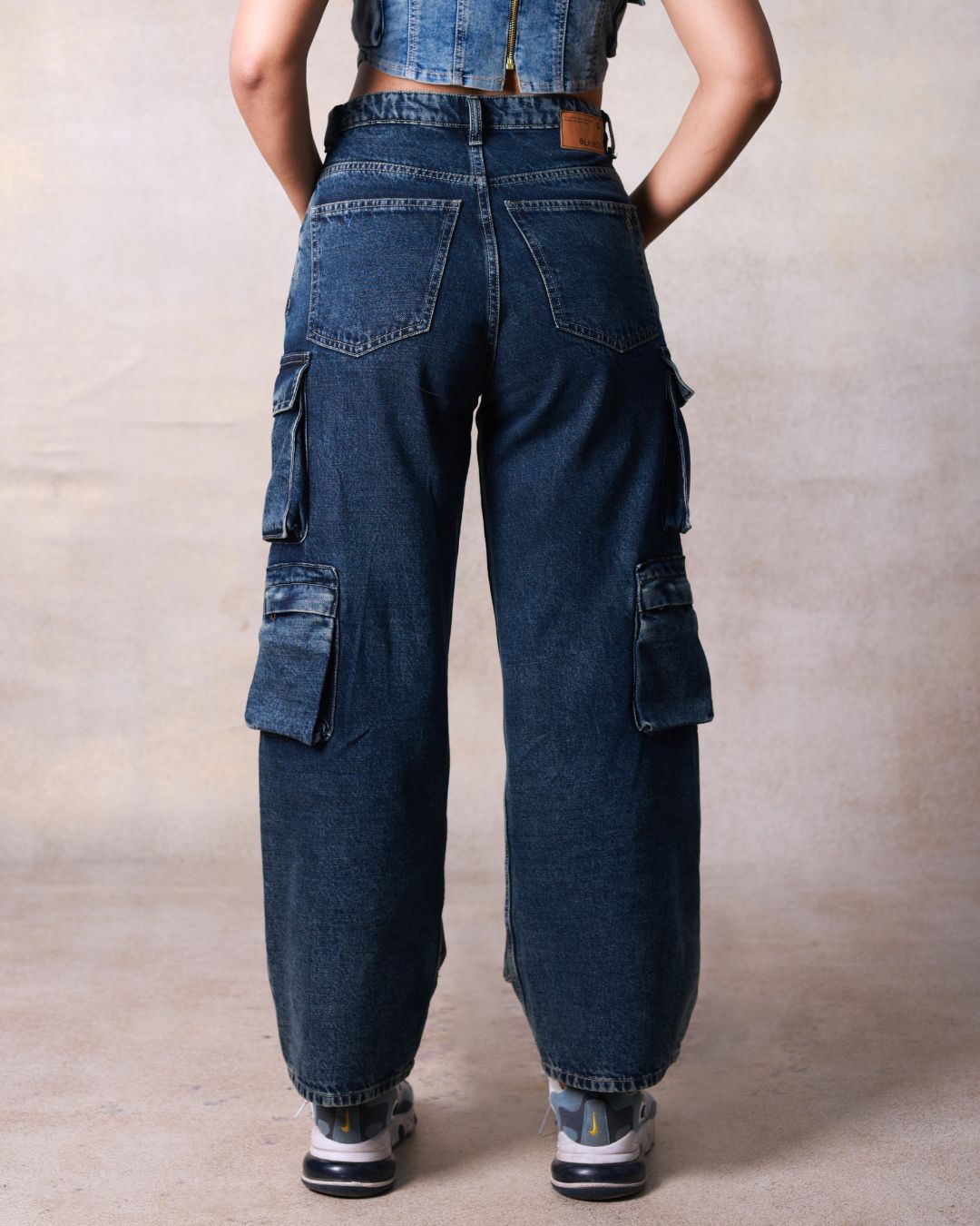 Cargo Multi Pocket Jeans in Blue
