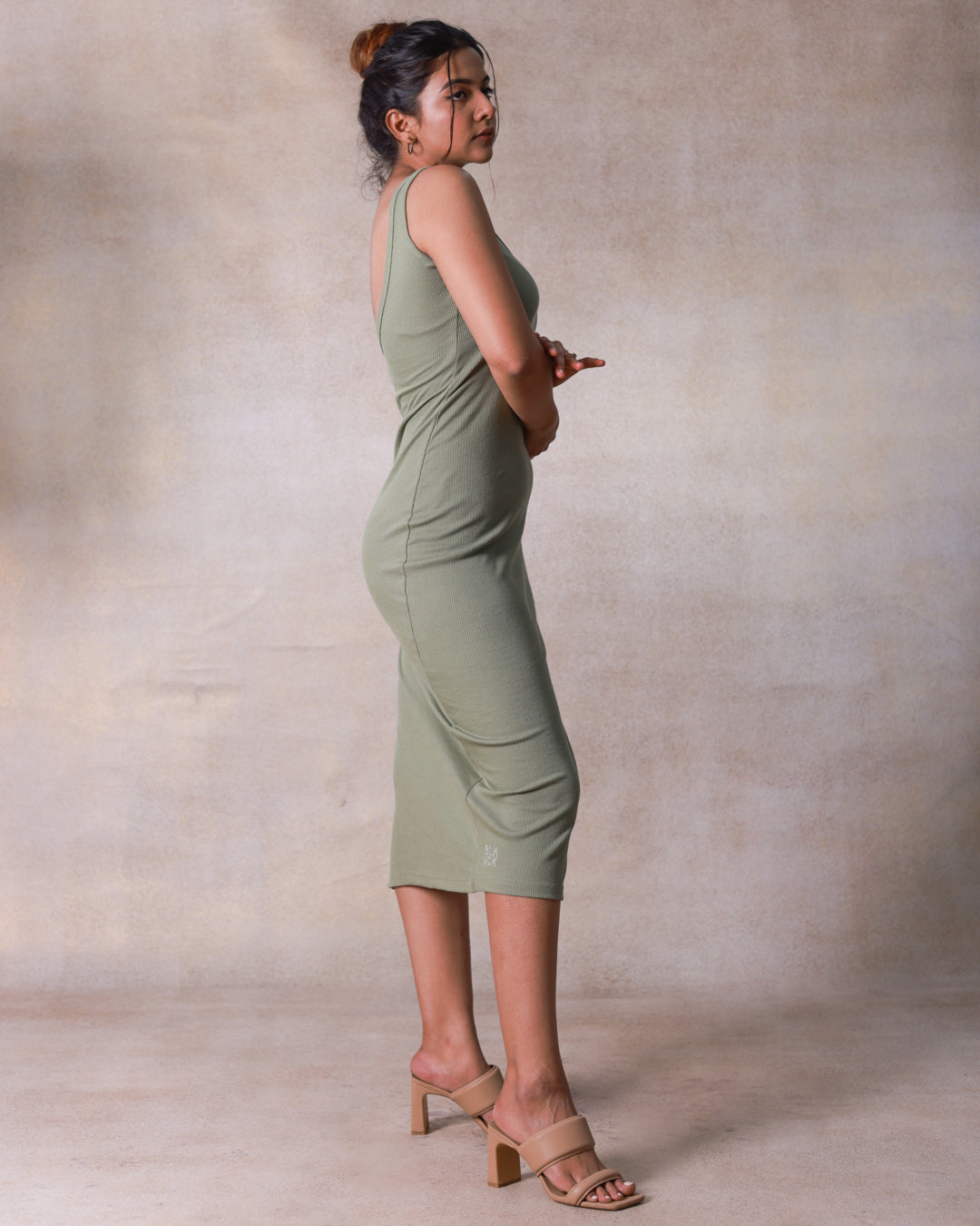 Olive Side Slit Dress