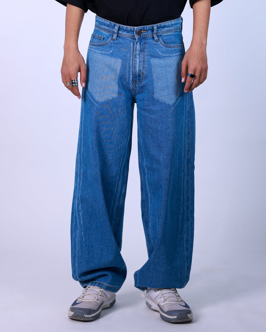Laser Print Baggy Jeans