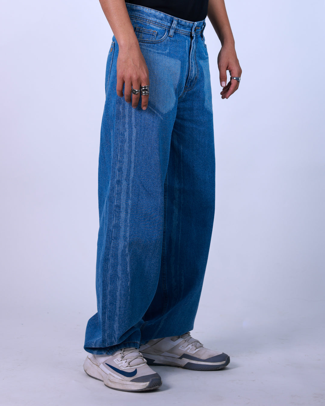 Laser Print Baggy Jeans