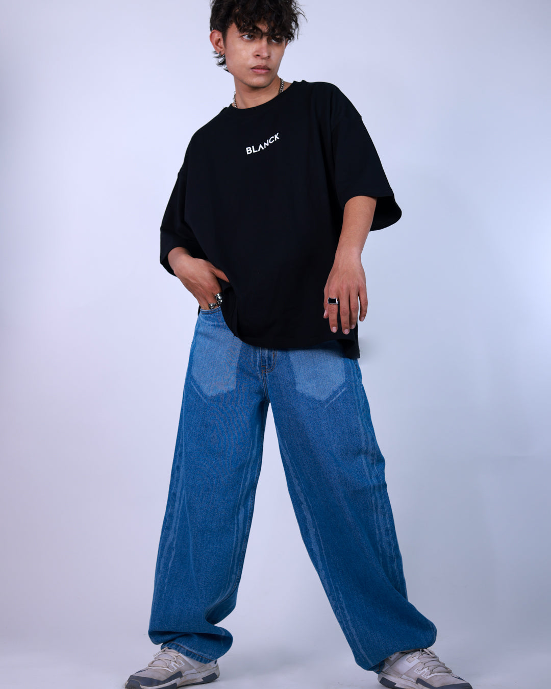 Laser Print Baggy Jeans