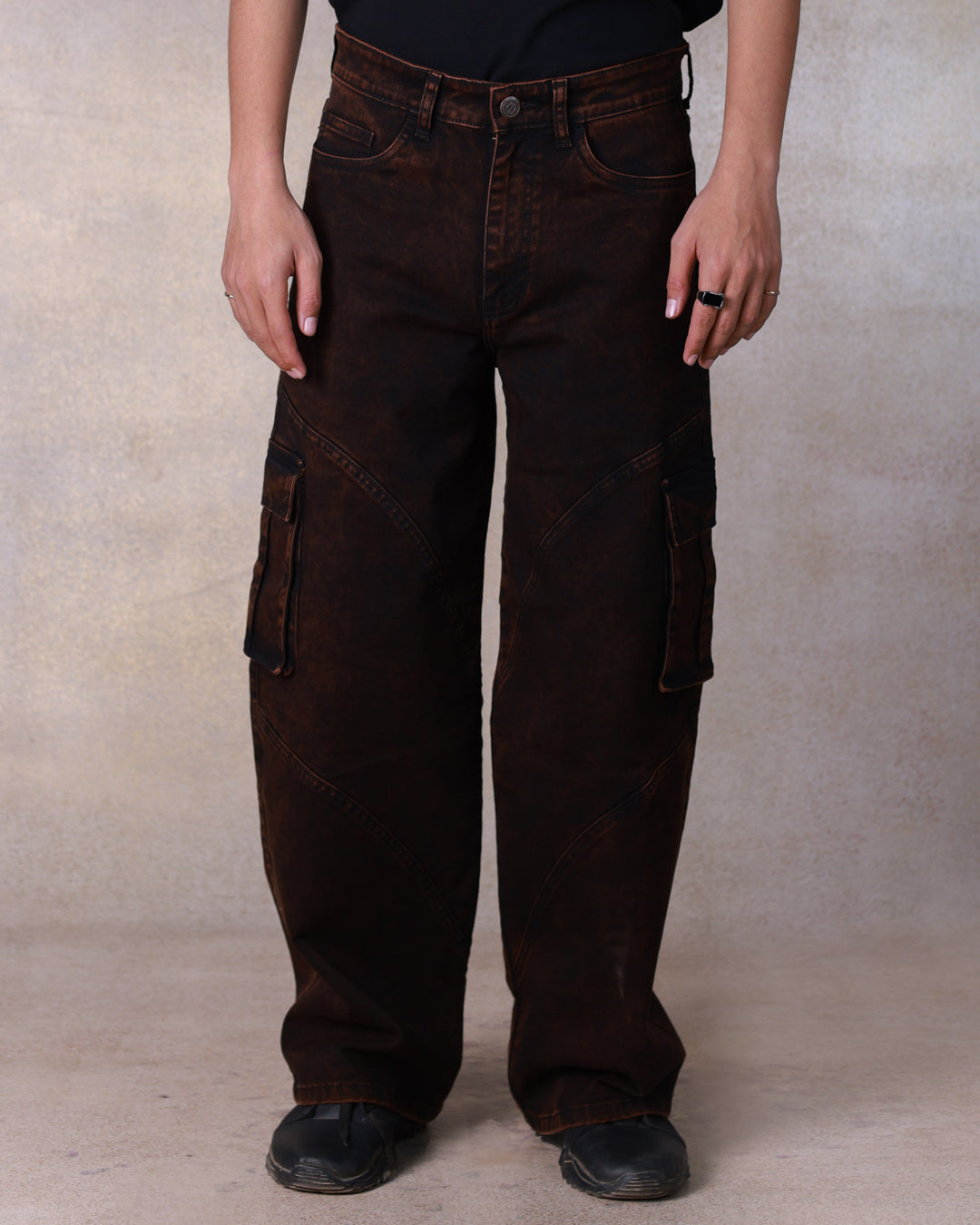 Washed Black Panelled Jeans
