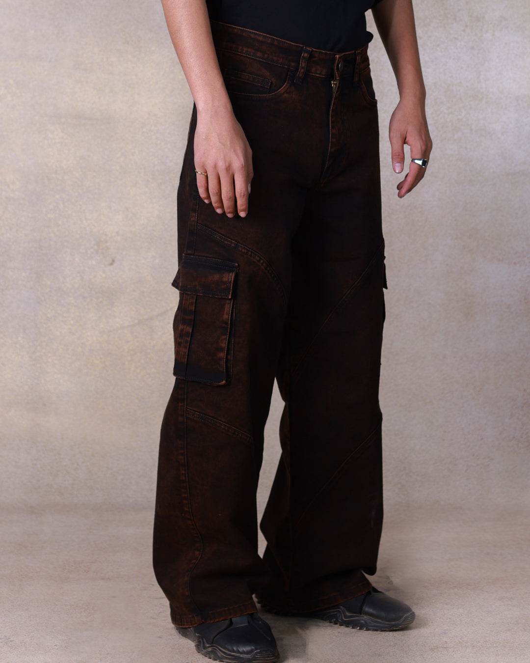 Washed Black Panelled Jeans