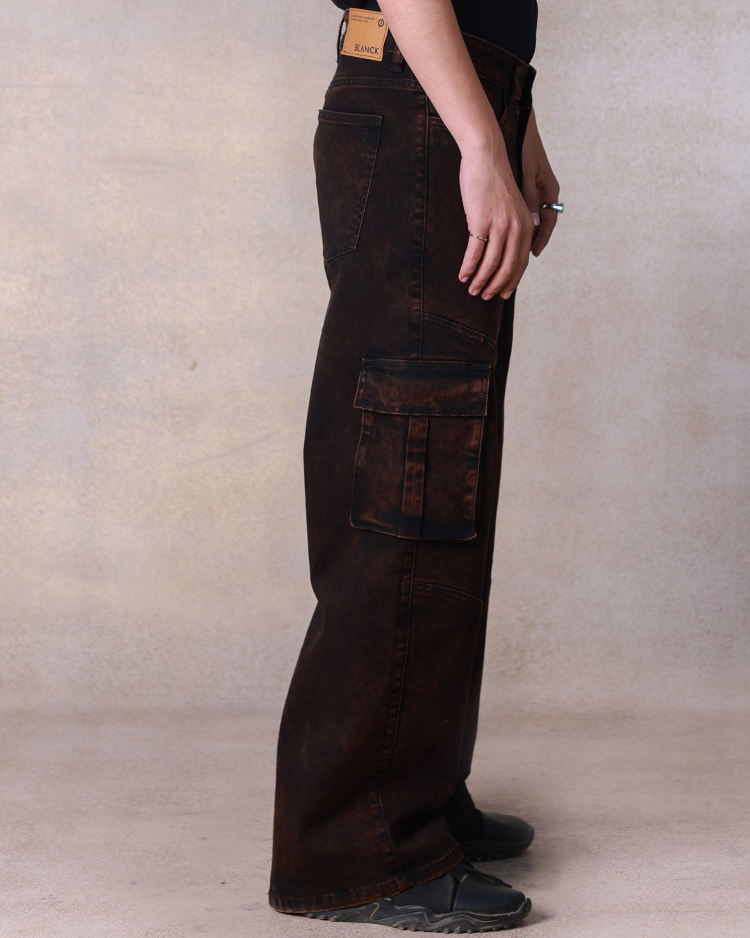 Washed Black Panelled Jeans