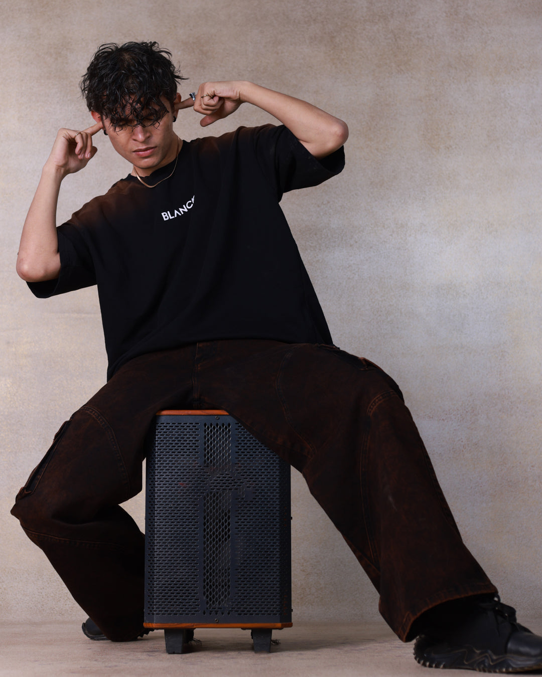 Washed Black Panelled Jeans