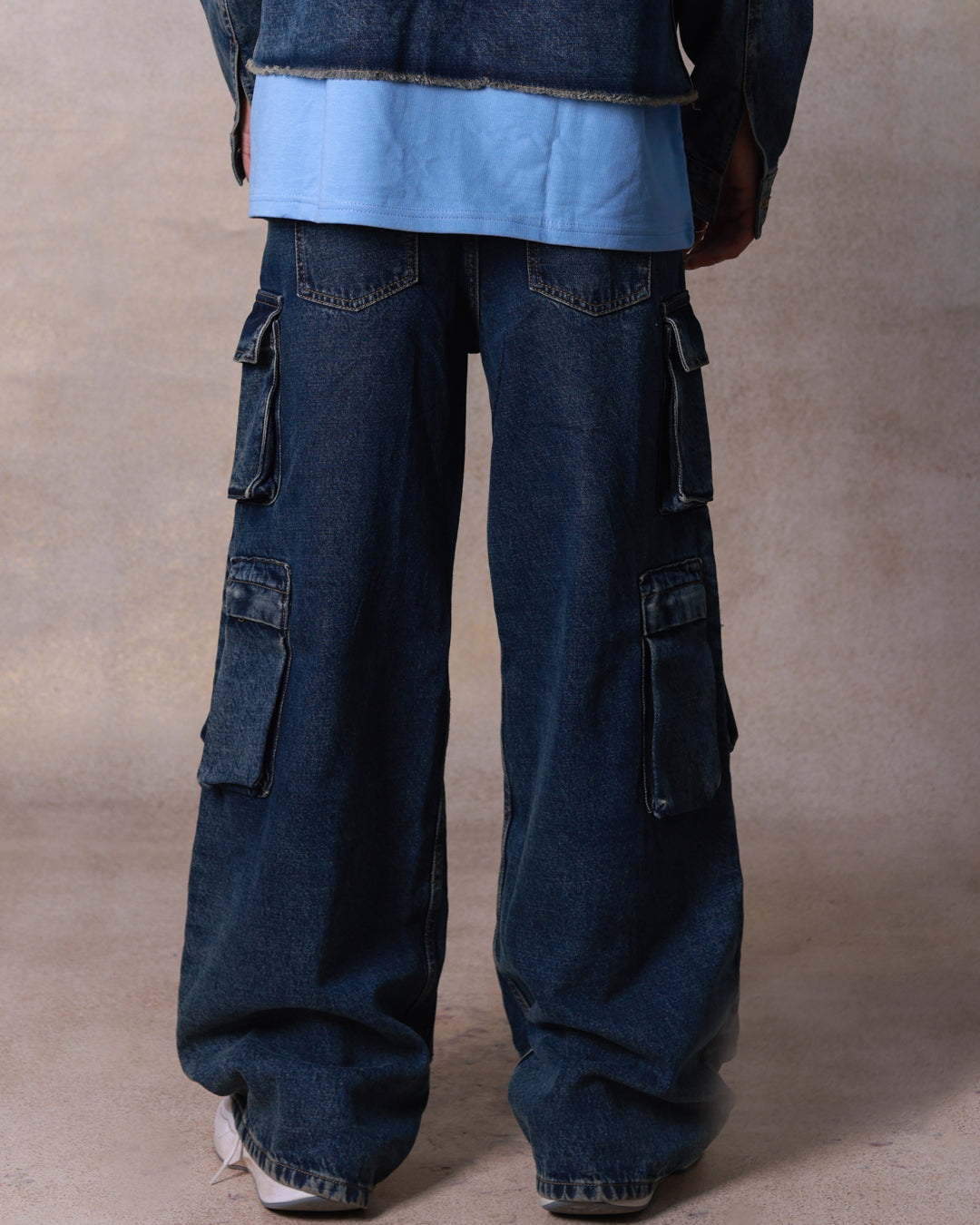 Cargo Multi Pocket Jeans in Blue