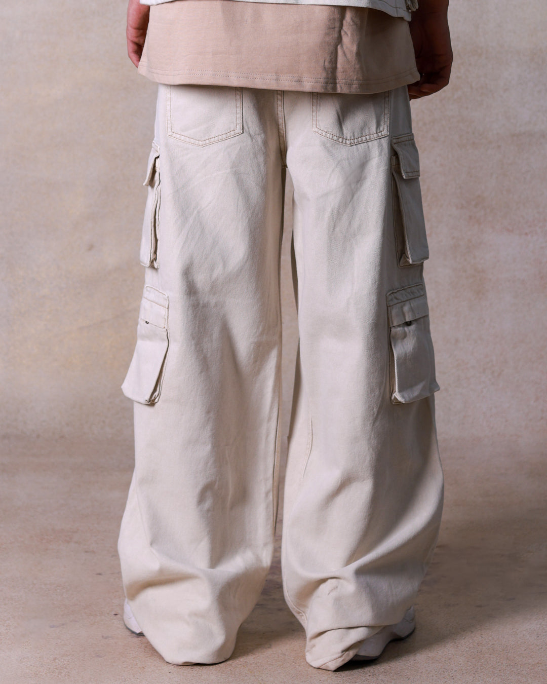 Ecru Multipocket Cargo Jeans