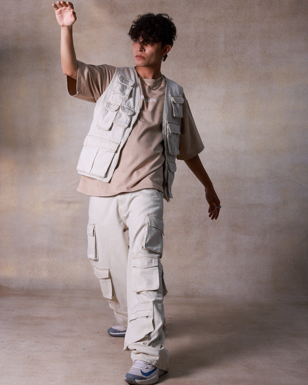 Ecru Multipocket Cargo Jeans