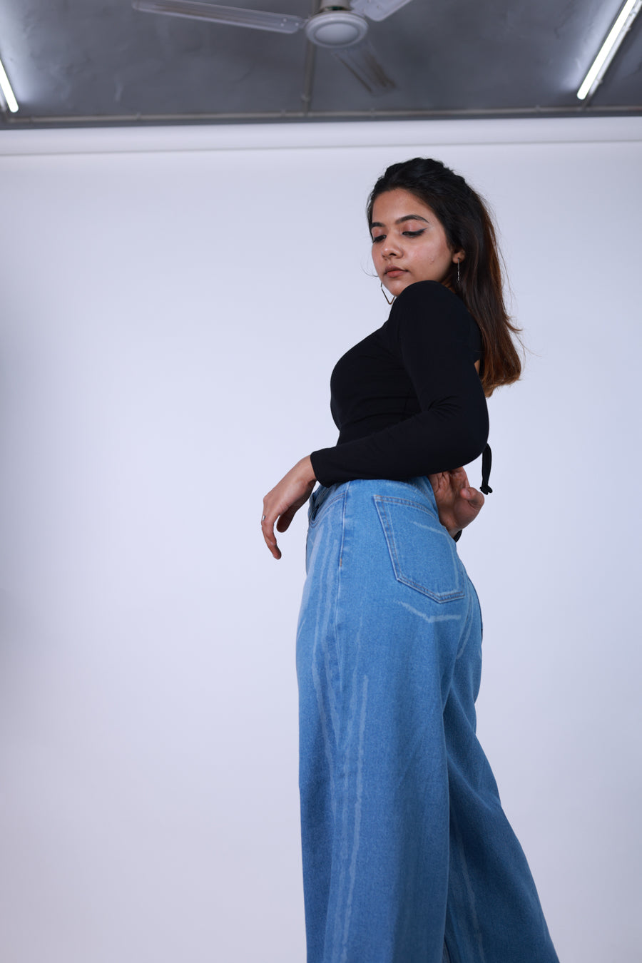 Laser Print Baggy Jeans