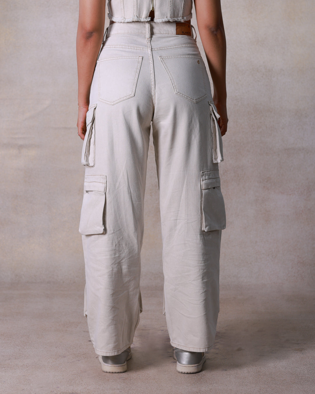 Ecru Multipocket Cargo Jeans