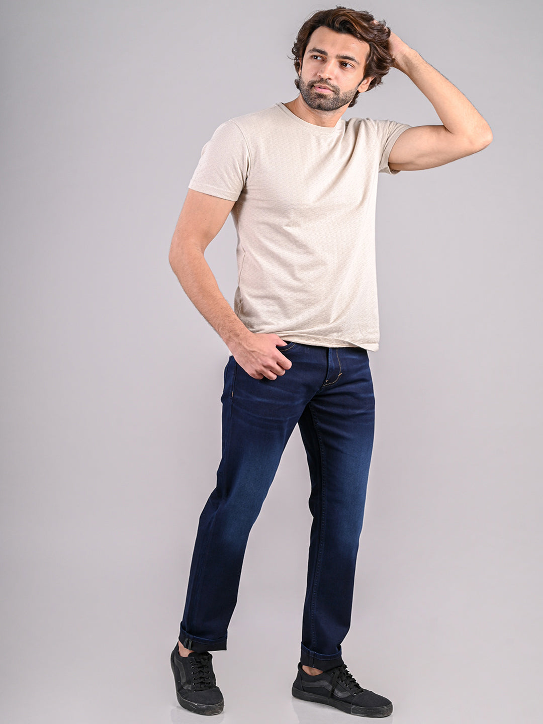 Contrast Stitch Premium Wash Slim Fit Jeans