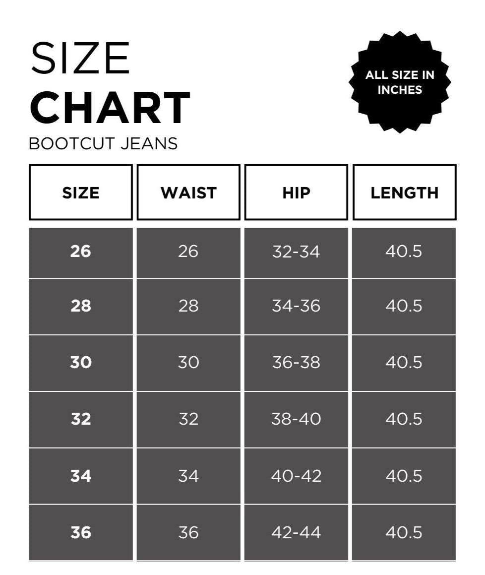 bootcut fit size