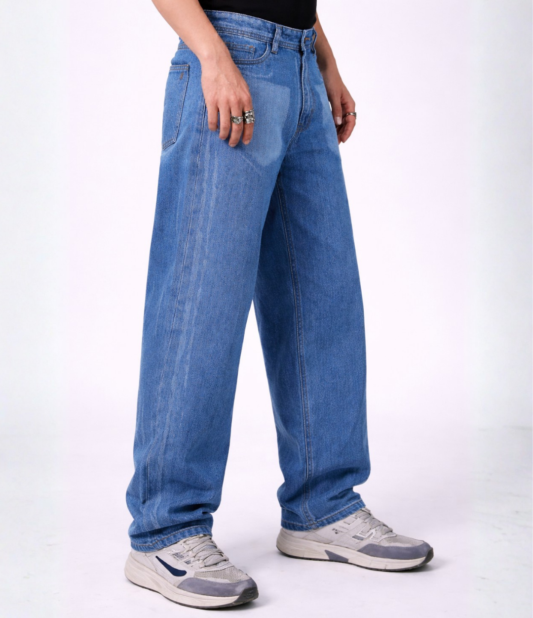 Laser Print Baggy Jeans