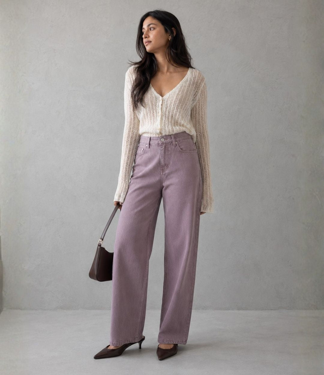 Dusty Pink Wide Leg Jeans