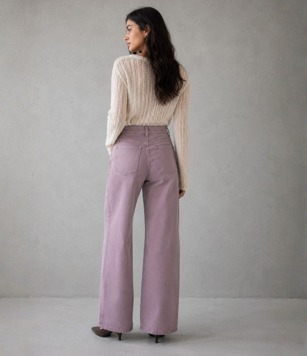 Dusty Pink Wide Leg Jeans