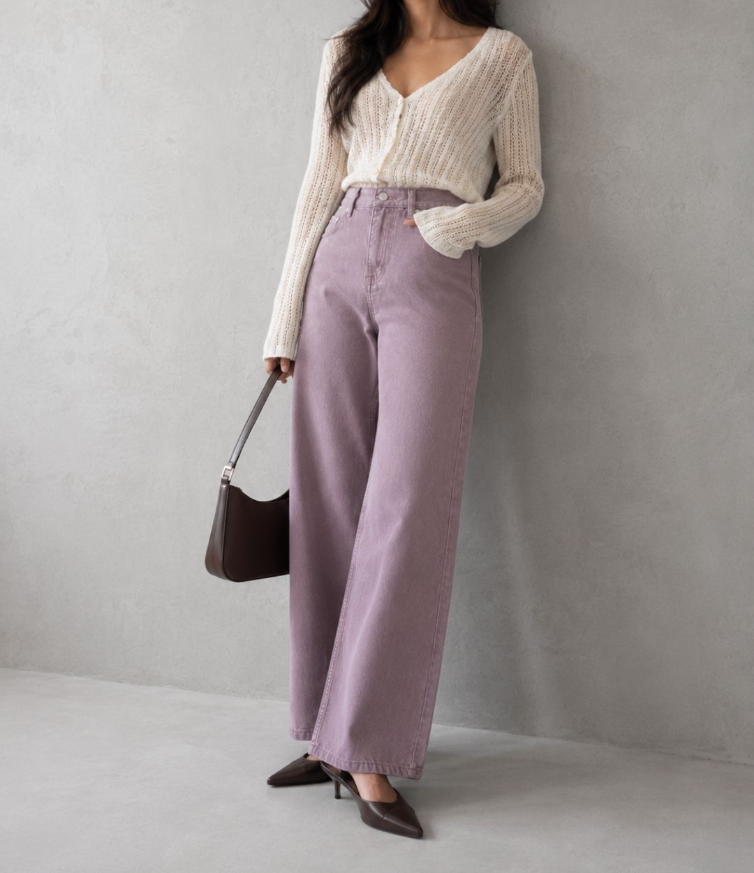 Dusty Pink Wide Leg Jeans