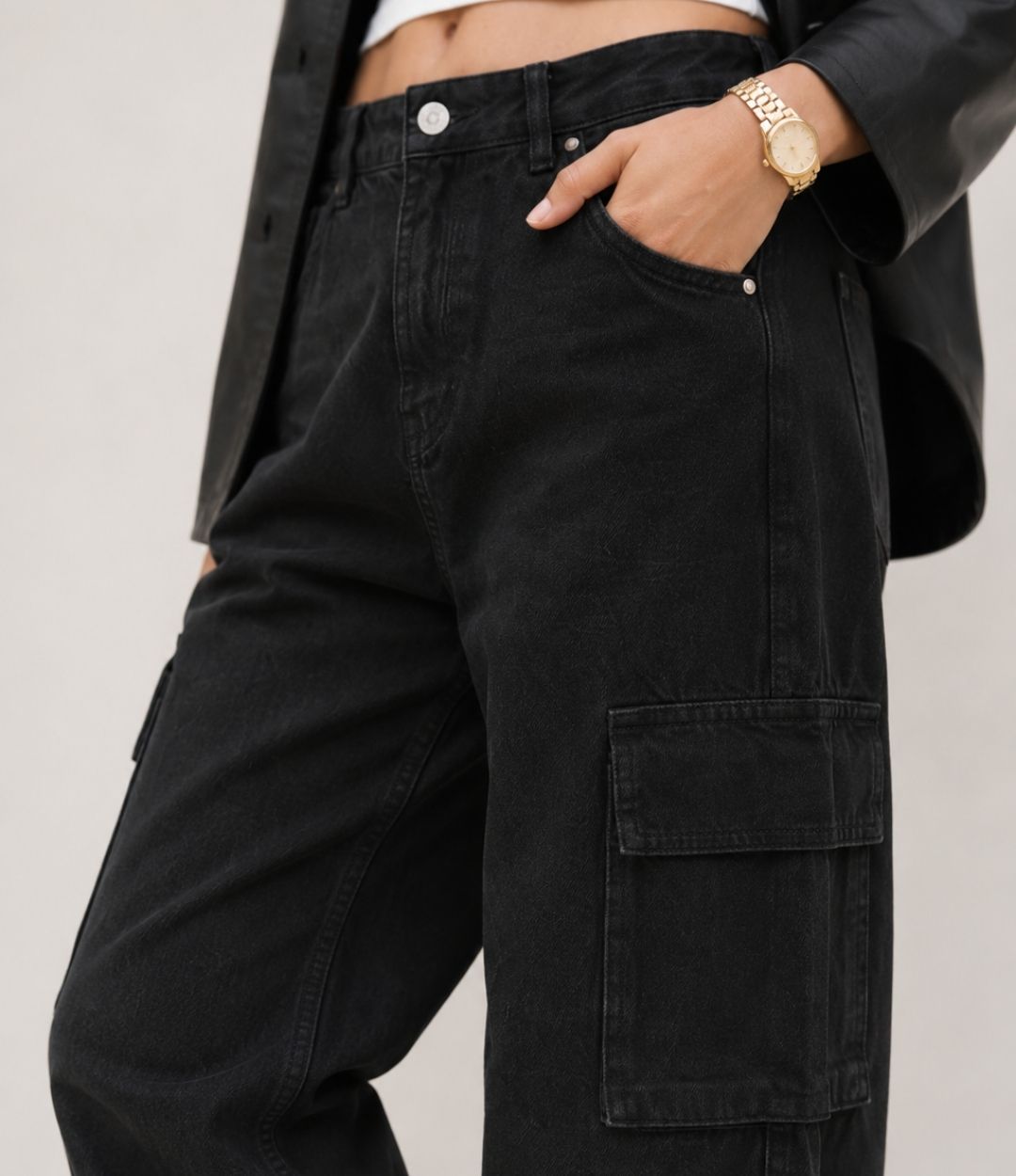 Black Cargo Jeans