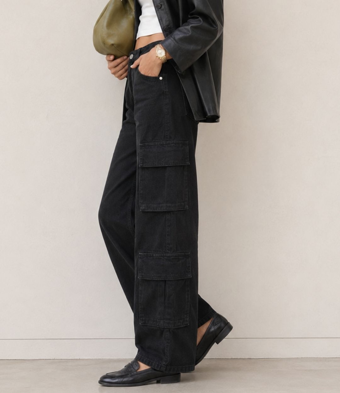 Black Cargo Jeans