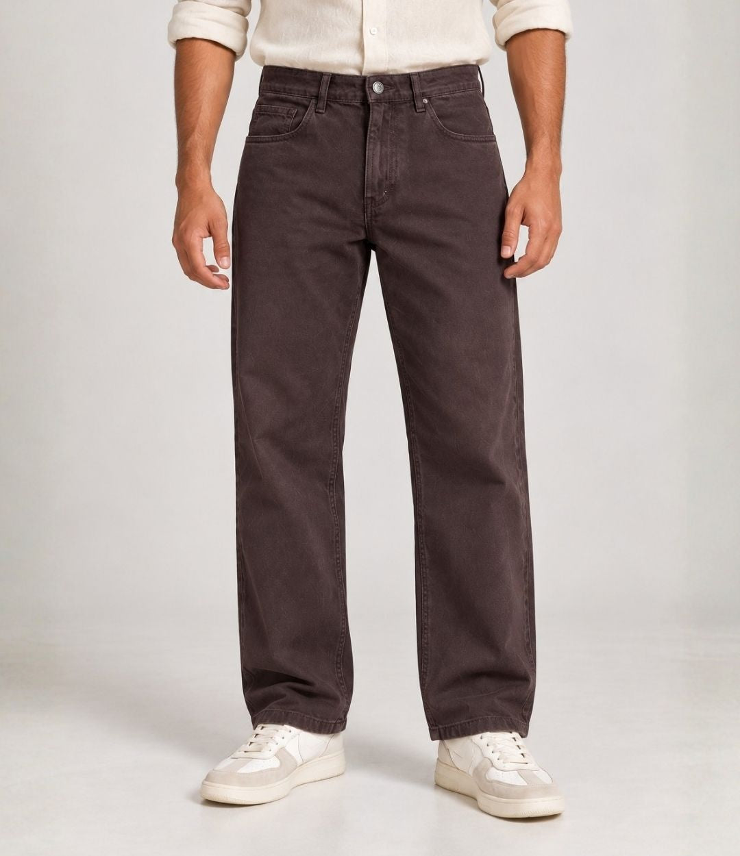 Brown Cropped Comfort Jeans