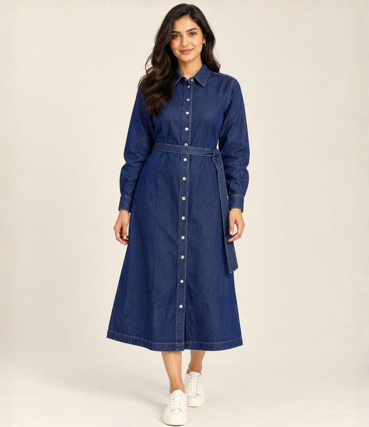 Button Down Denim Shirt Dress