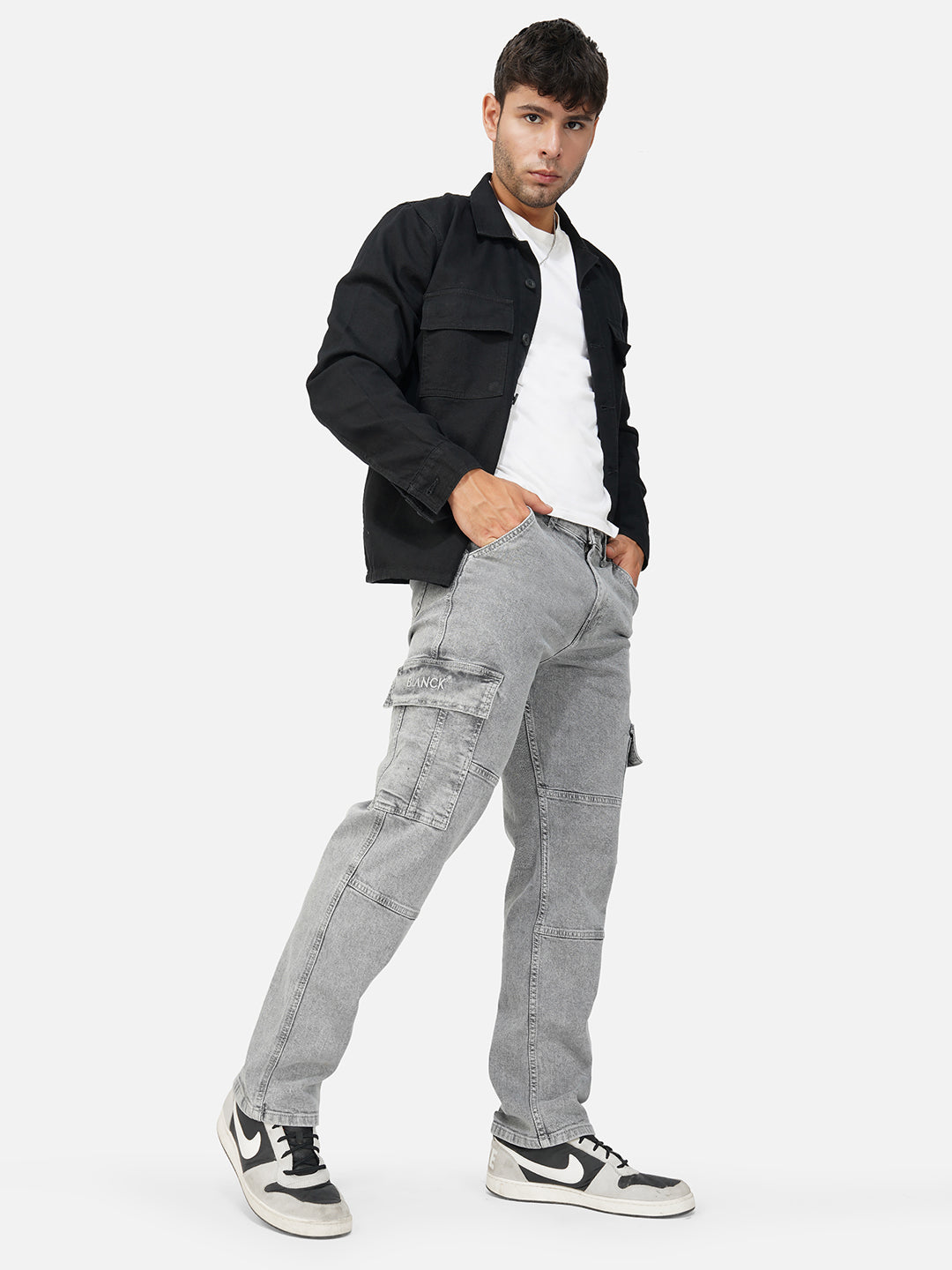 Washed Grey Cargo Jeans