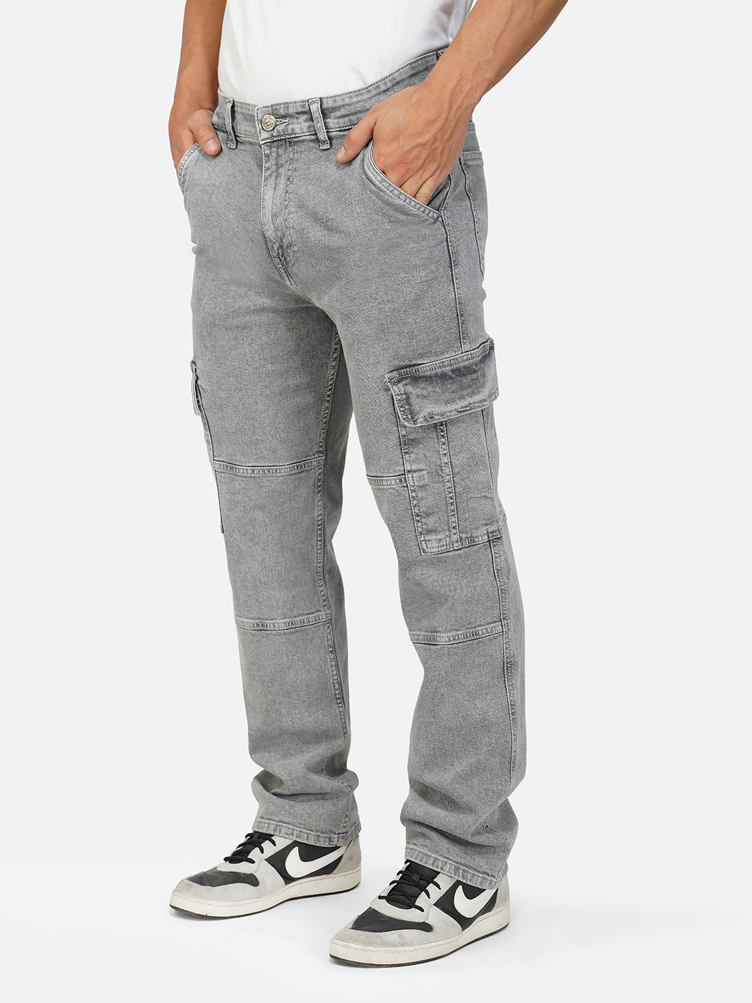 Washed Grey Cargo Jeans