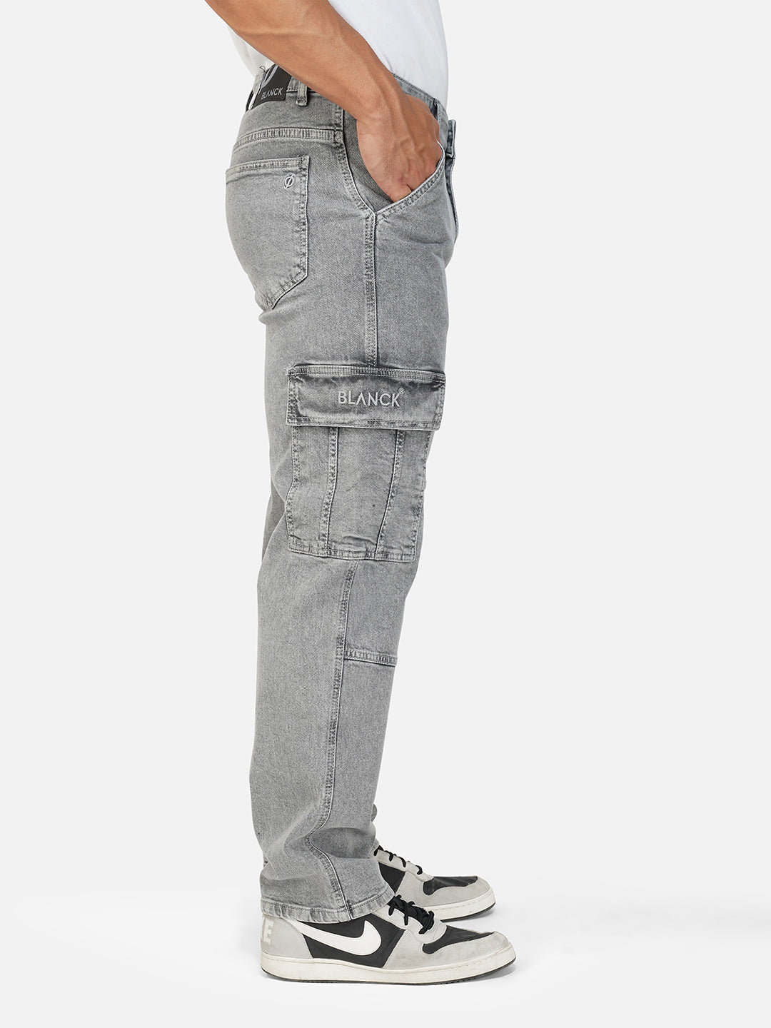 Washed Grey Cargo Jeans