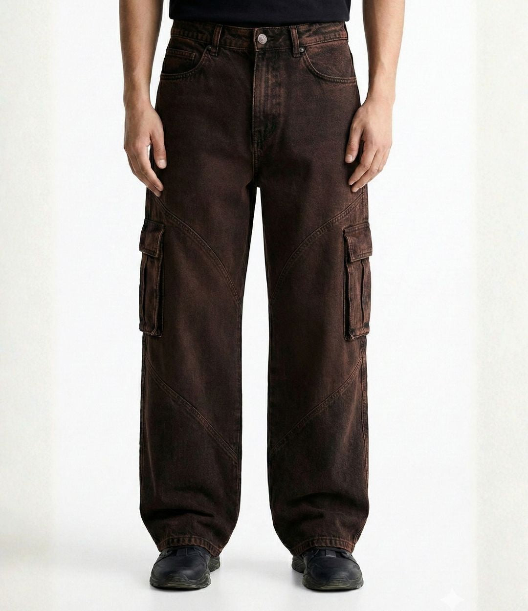 Washed Black Panelled Jeans