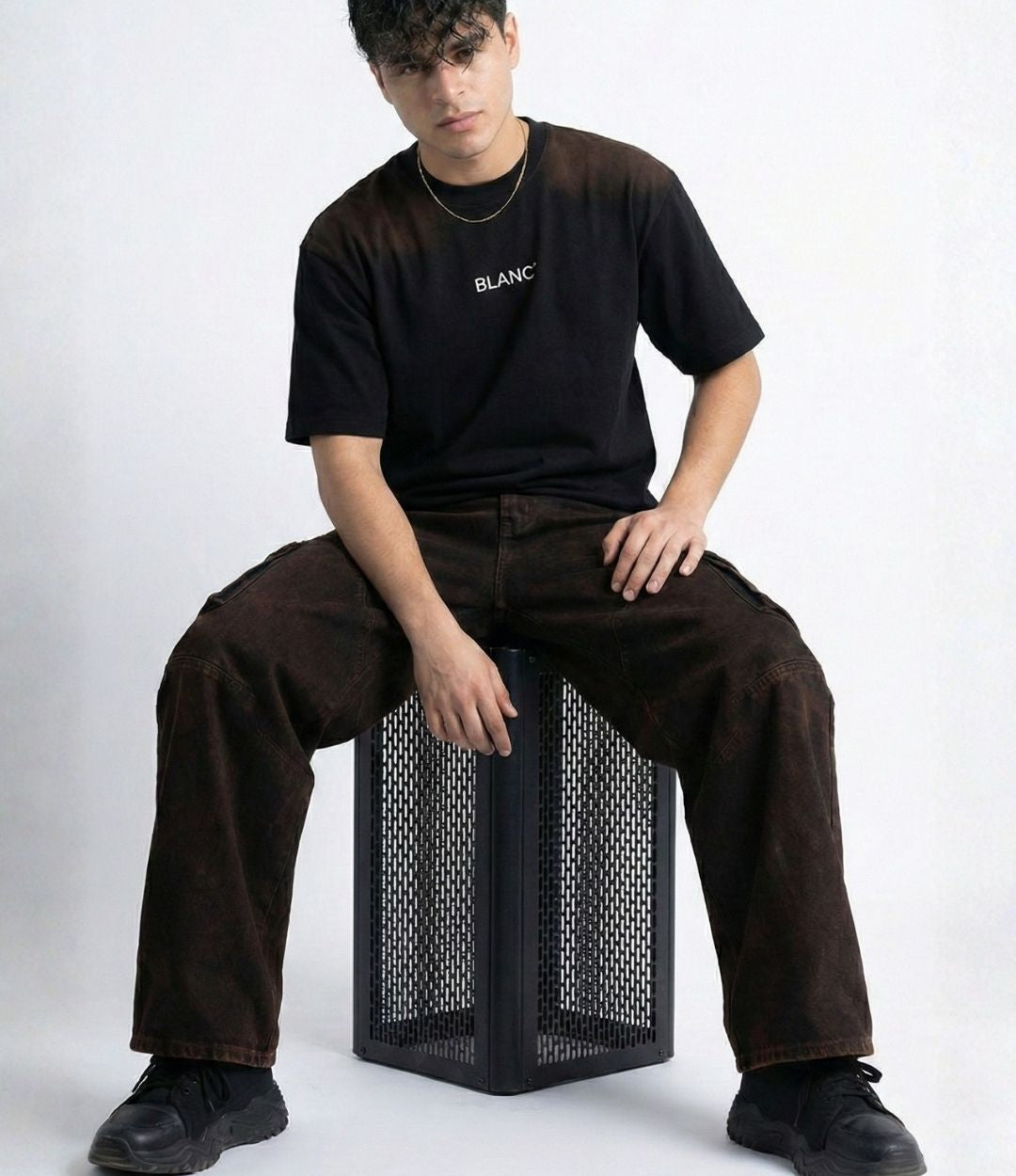 Washed Black Panelled Jeans