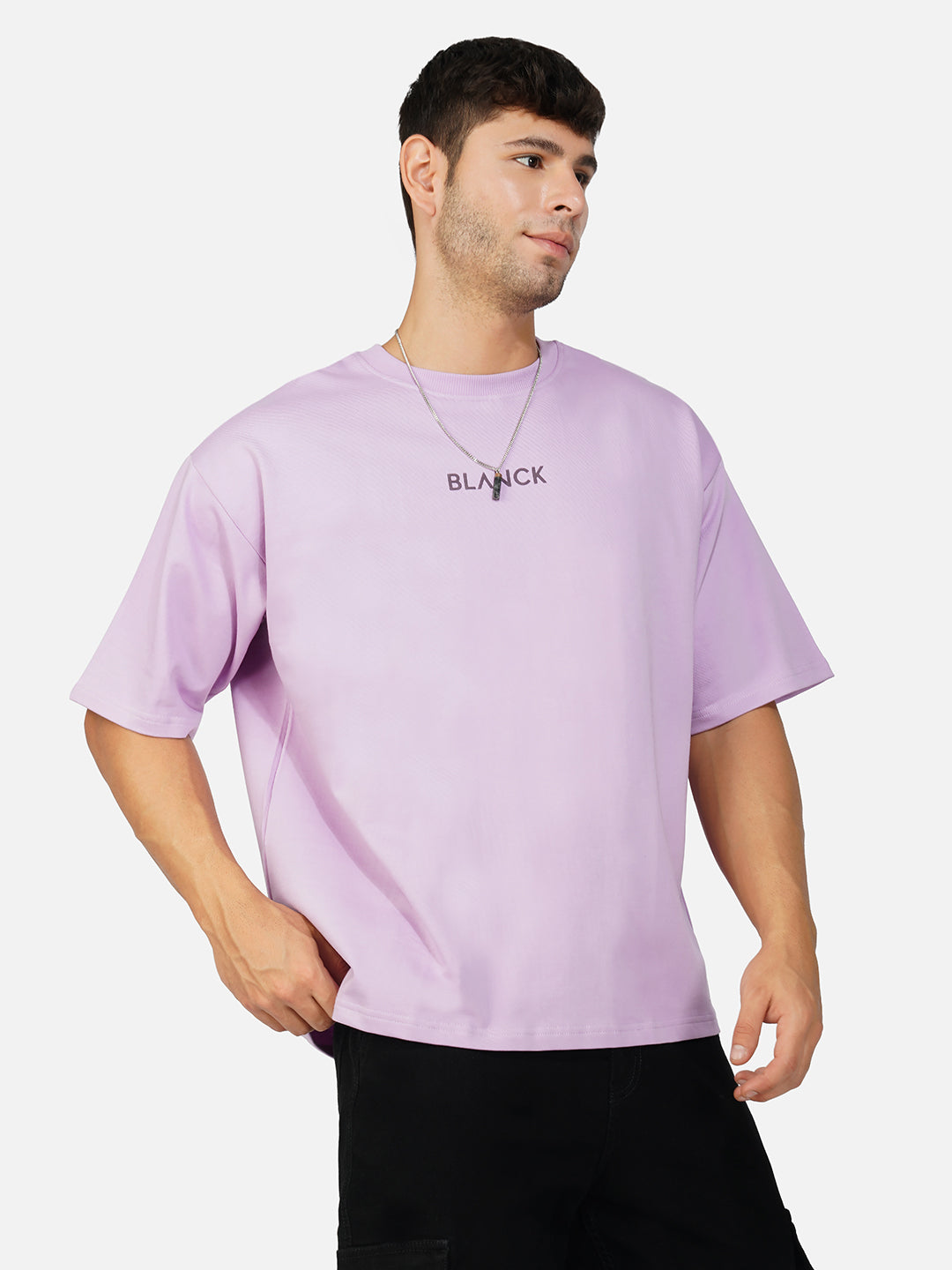 purple oversized printed tee