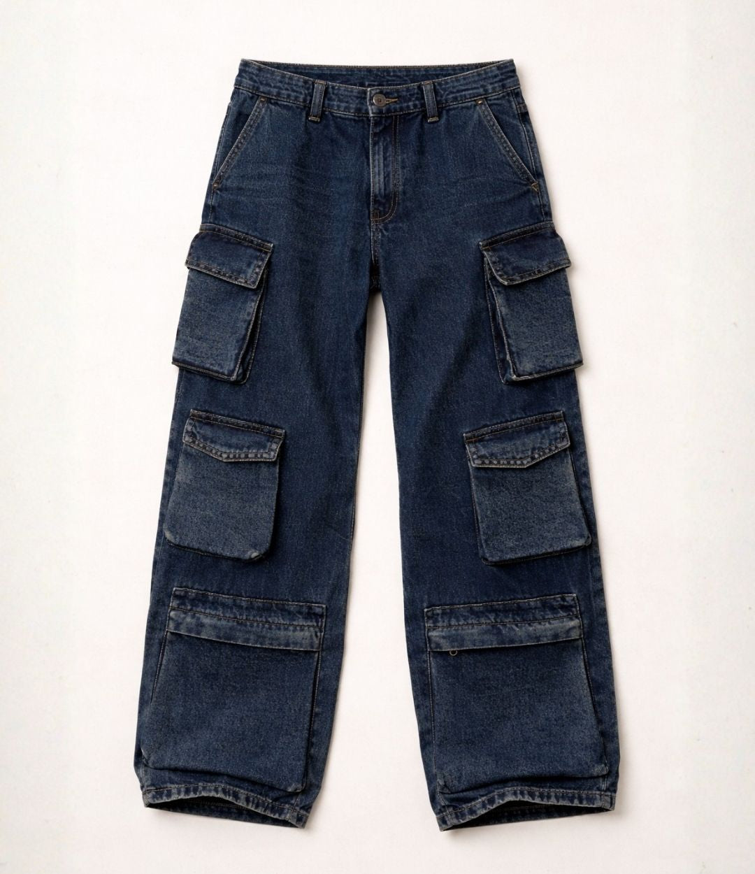 Cargo Multi Pocket Jeans in Blue