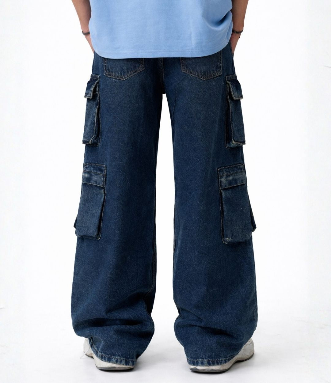 Cargo Multi Pocket Jeans in Blue