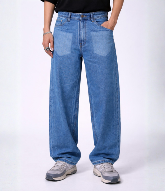 Laser Print Baggy Jeans