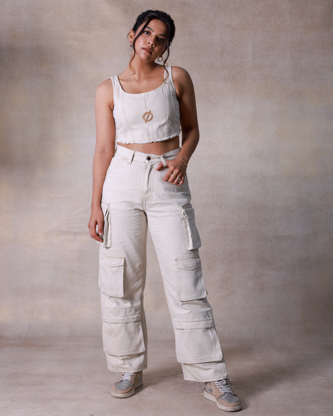 White Cargo Jeans for Women Multi-Pocket, High-Waisted – Blanck