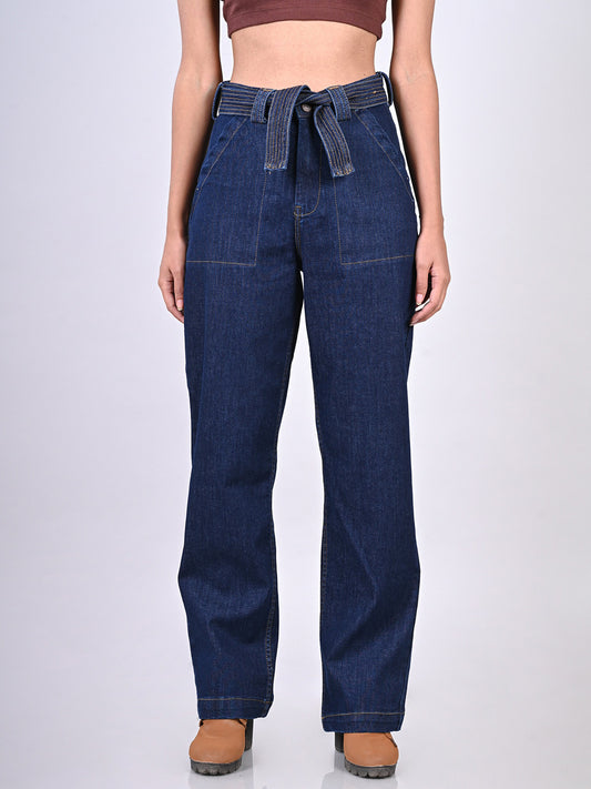 Belted Straight Fit Jeans