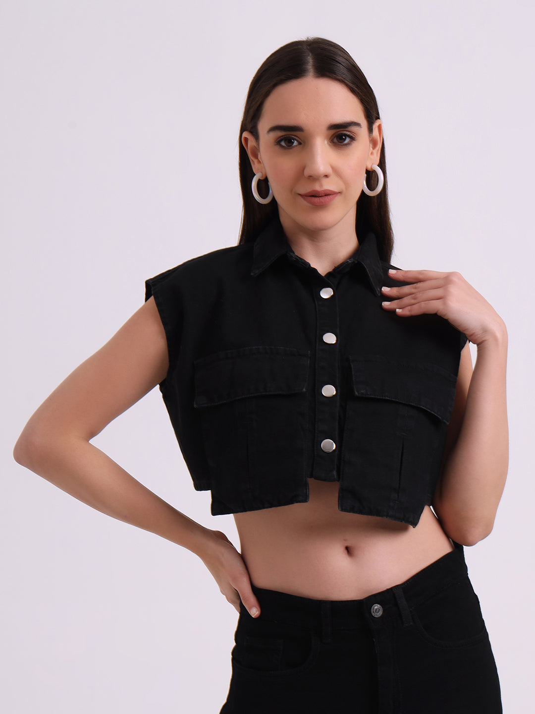 Black Boxyfit Cropped Top