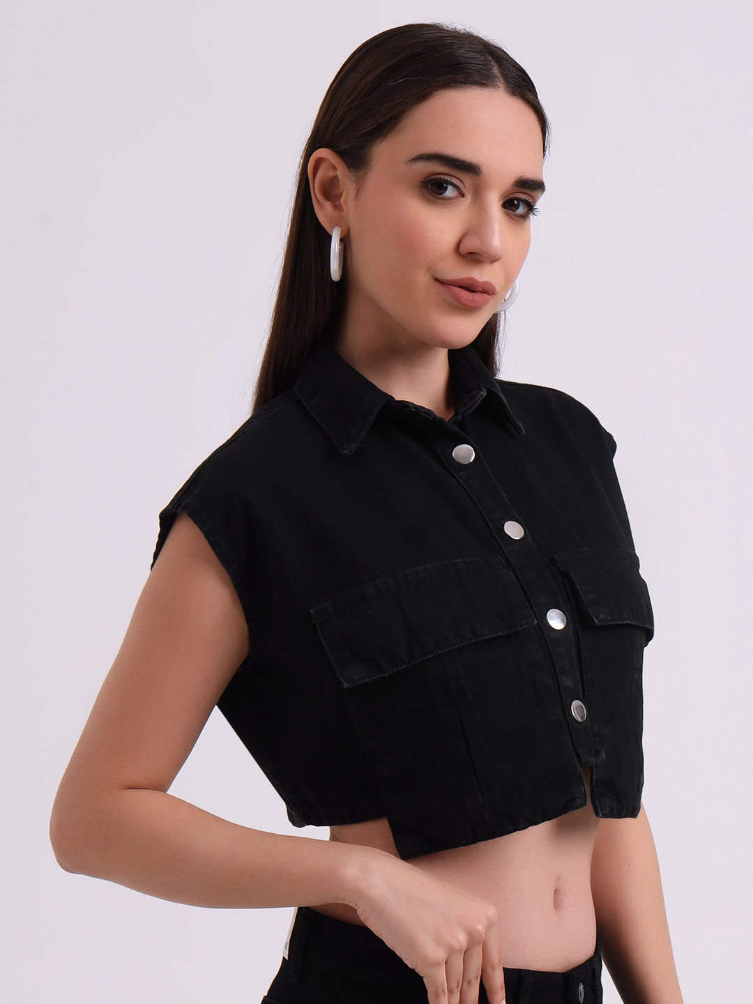 Black Boxyfit Cropped Top