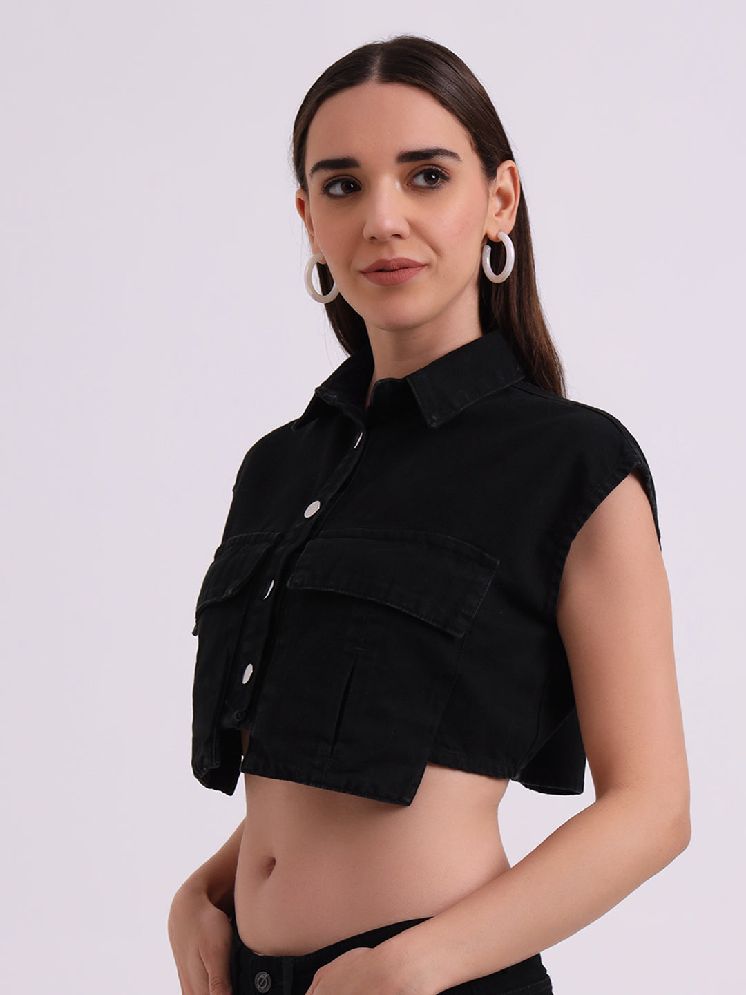 Black Boxyfit Cropped Top