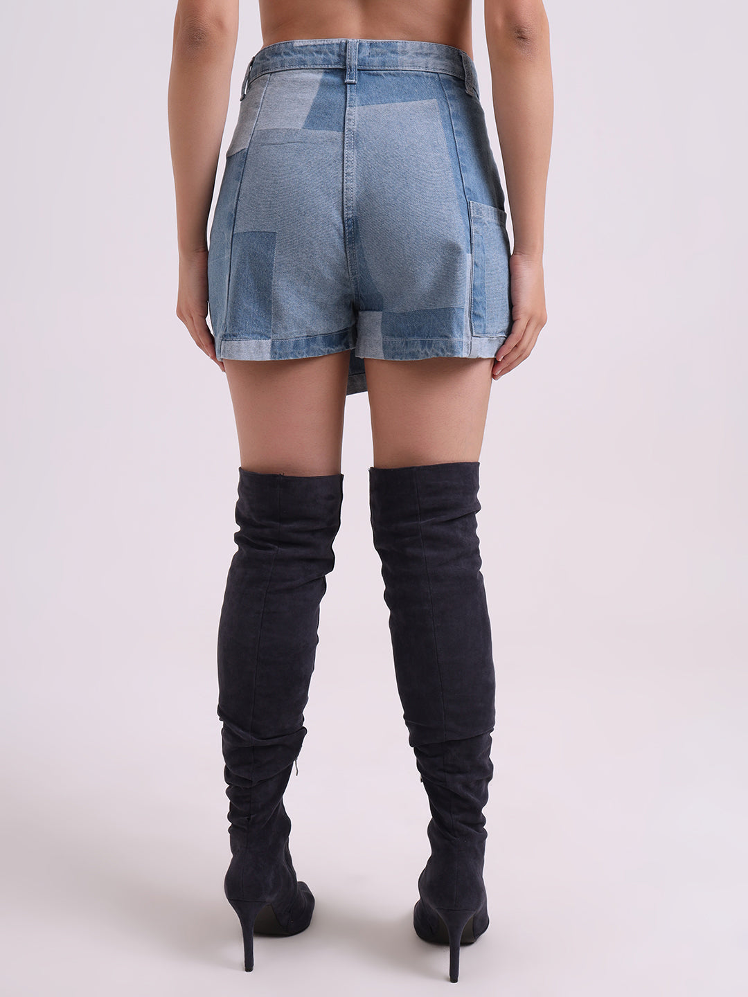 Patchwork Denim Skort