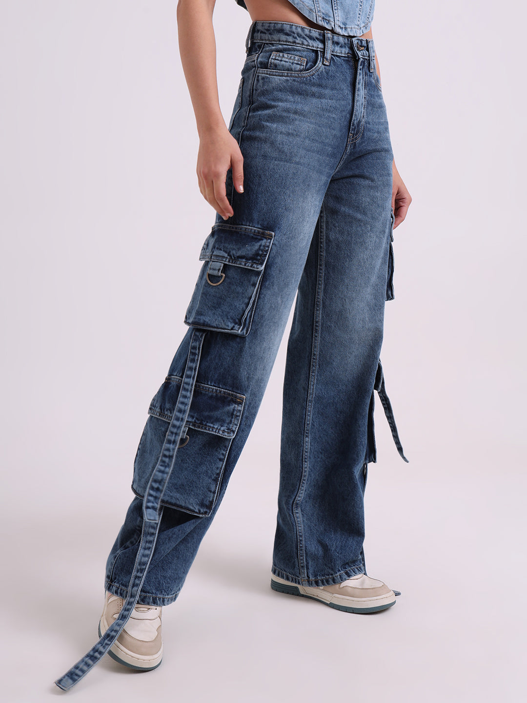 Washed Cargo Jeans