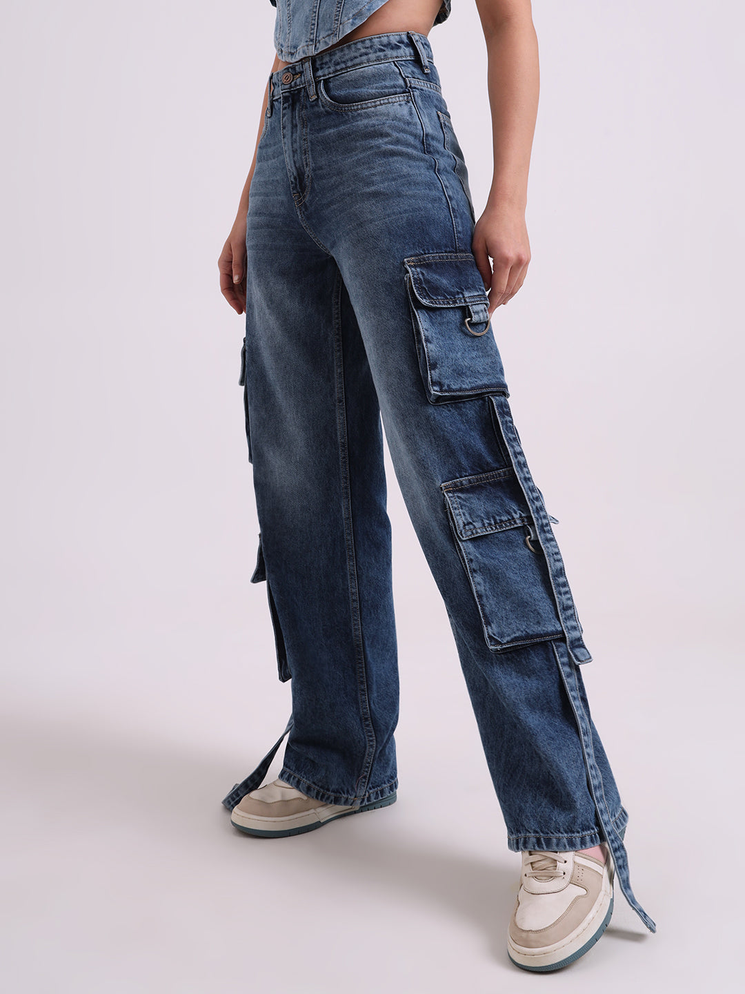 Washed Cargo Jeans