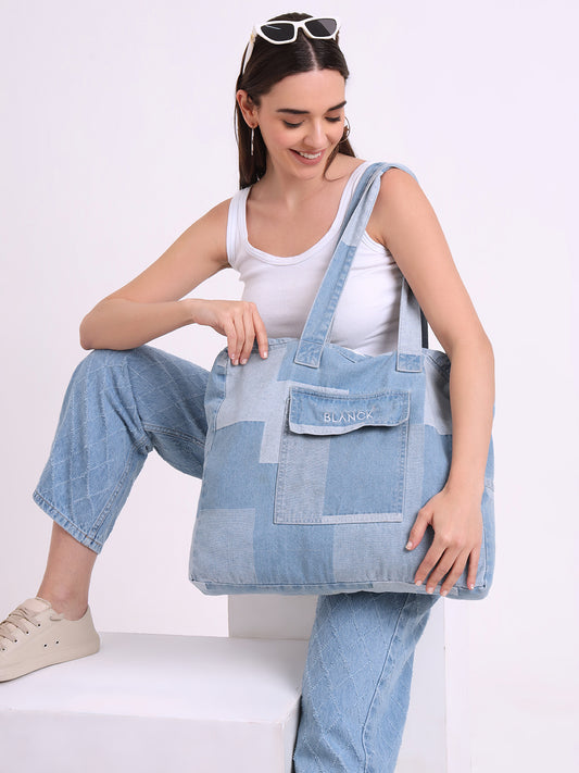 Patchwork Denim Tote Bag