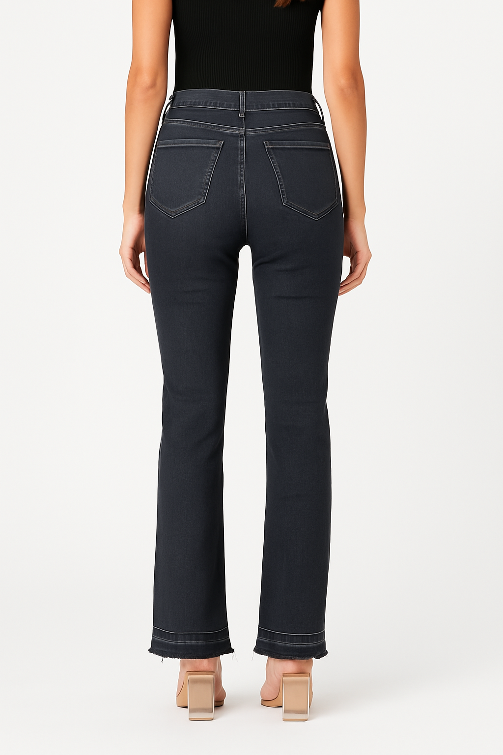 Black Raw Bootcut Jeans