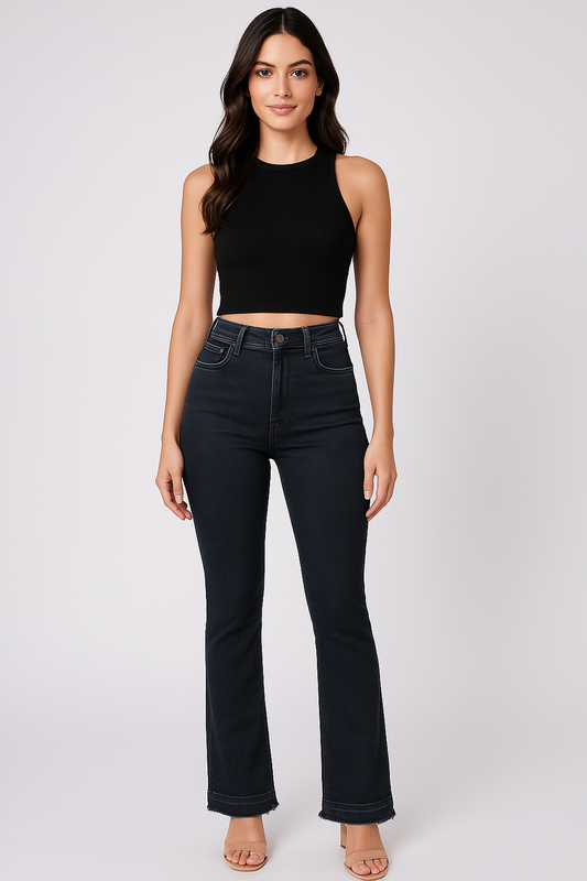 Black Raw Bootcut Jeans