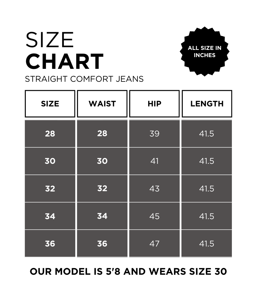 Size Chart - Classy Ecru Comfort Jeans