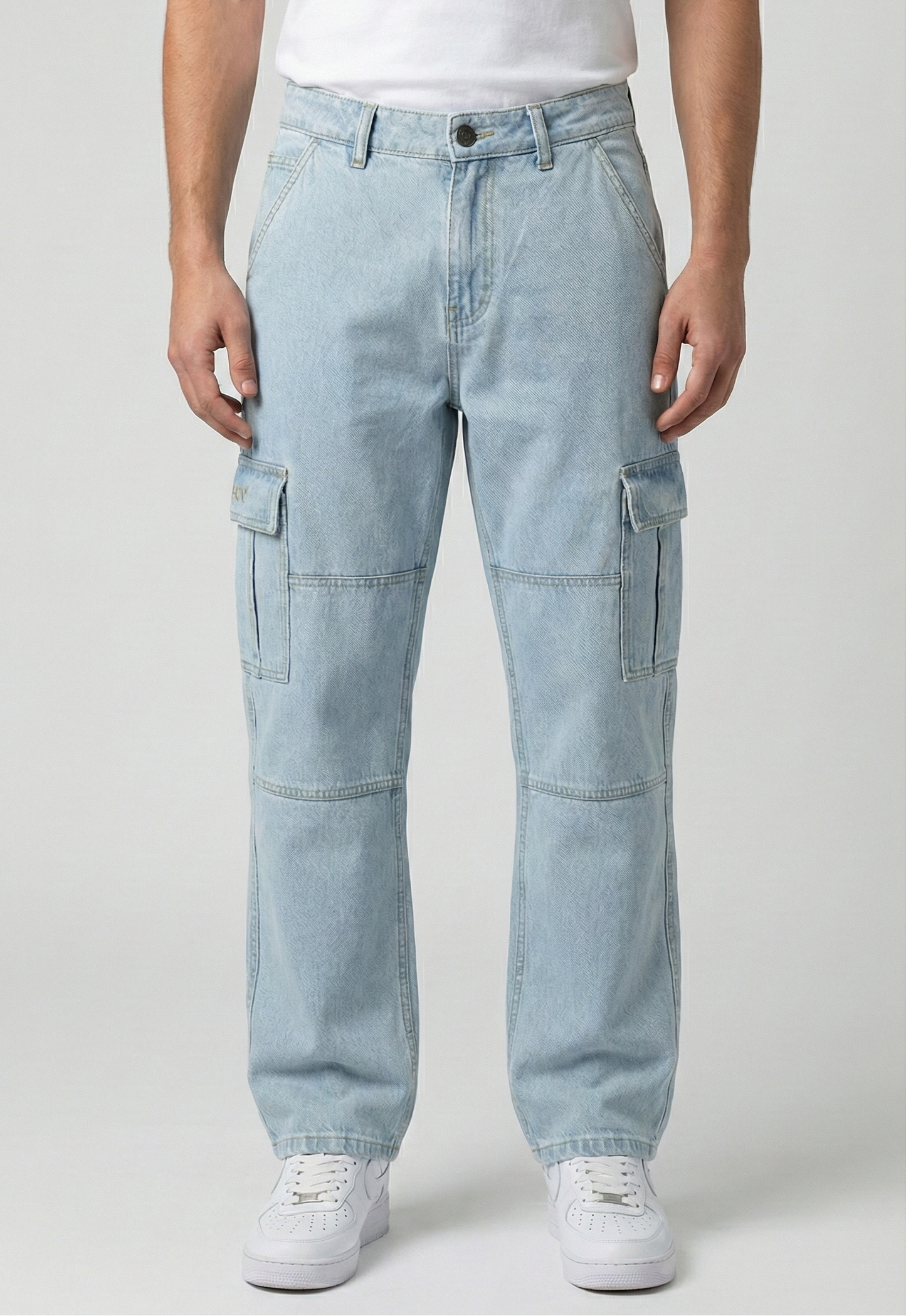 Light Washed Cargo Jeans