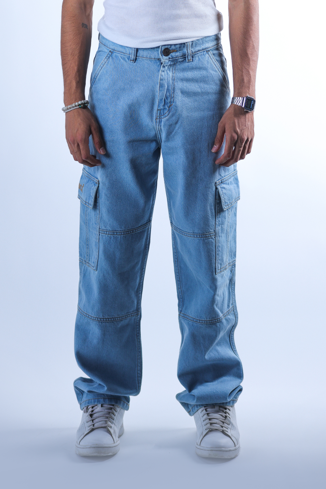 Thunderstrike light indigo cargo jeans Blanck Denim